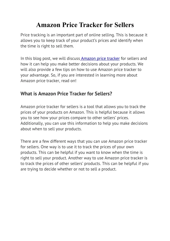 amazon price tracker for sellers