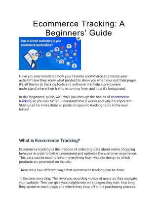 ecommerce tracking a beginners guide