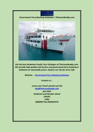 Government Ferry Booking Andaman  Thetravelbuddy.com