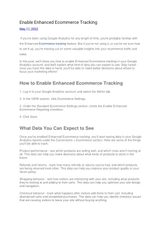 enable enhanced ecommerce tracking