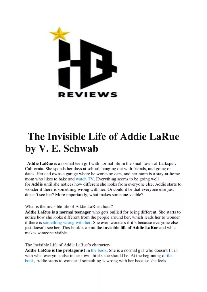 the invisible life of addie larue by v e schwab