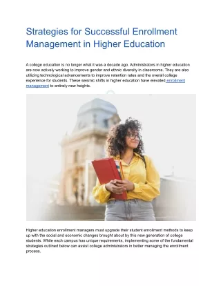 Strategies for Successful Enrollment Management in Higher Education