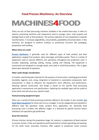 food process machinery an overview