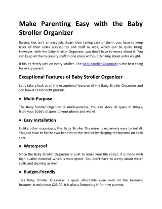make parenting easy with the baby stroller