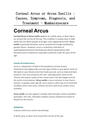 Corneal Arcus or Arcus Senilis - Mumbaieyecare