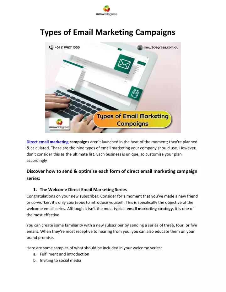 types of email marketing campaigns
