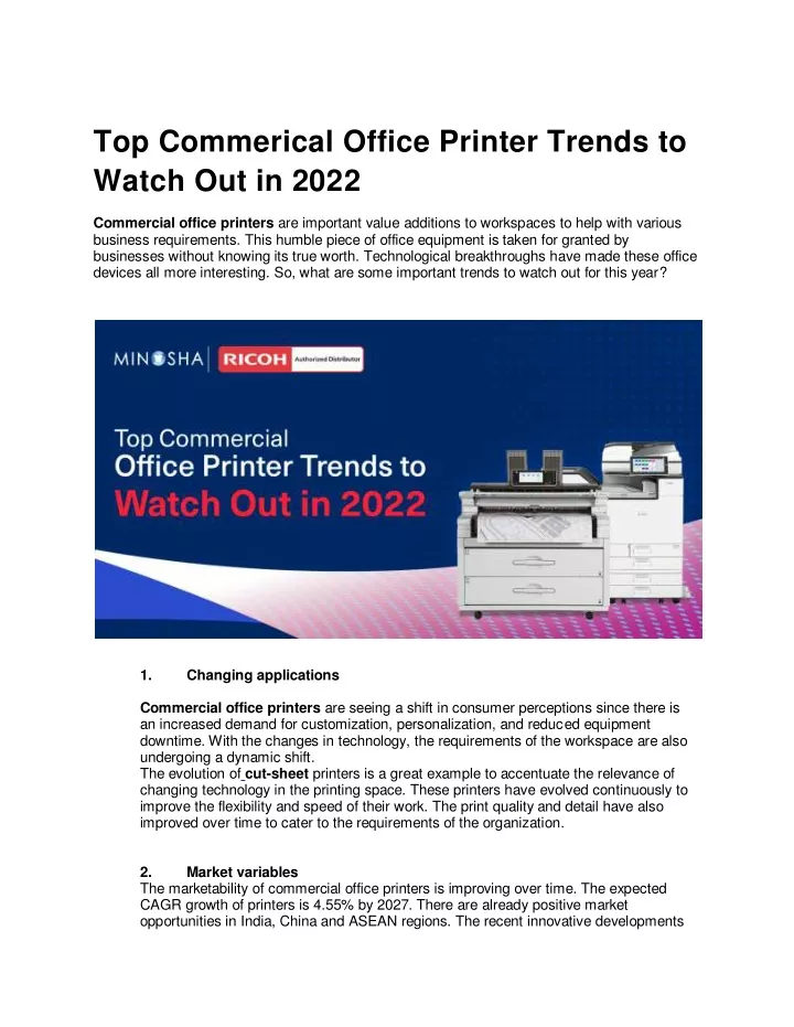 top commerical office printer trends to watch