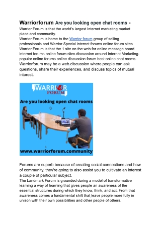warriorforum are you looking open chat rooms