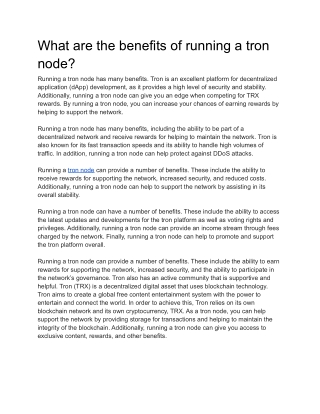What are the benefits of running a tron node_