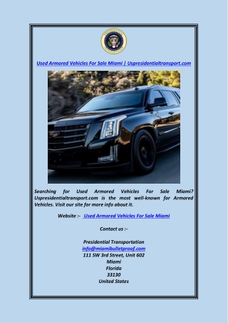 used armored vehicles for sale miami