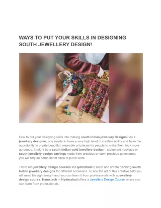 WAYS TO PUT YOUR SKILLS IN DESIGNING SOUTH JEWELLERY DESIGN