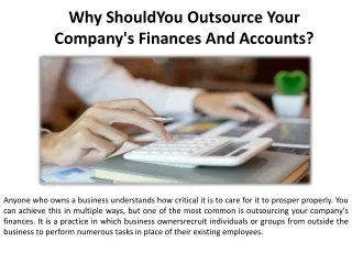 Why Should You Outsource Your Accounts And Finances