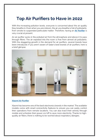Top air purifiers to have in 2022
