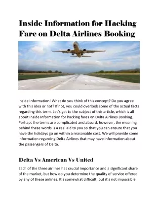inside information for hacking fare on delta