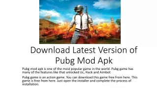 Download Latest Version of Pubg Mod Apk