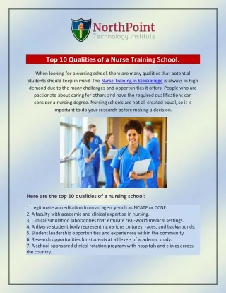 Top 10 Qualities of a Nurse Training School
