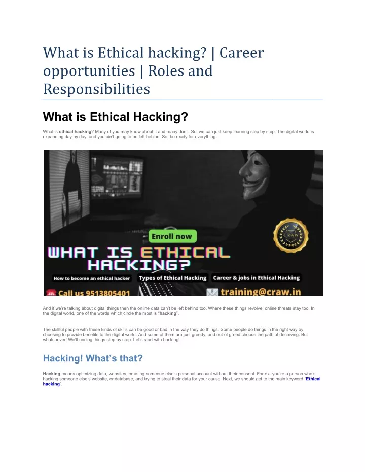 what is ethical hacking career opportunities
