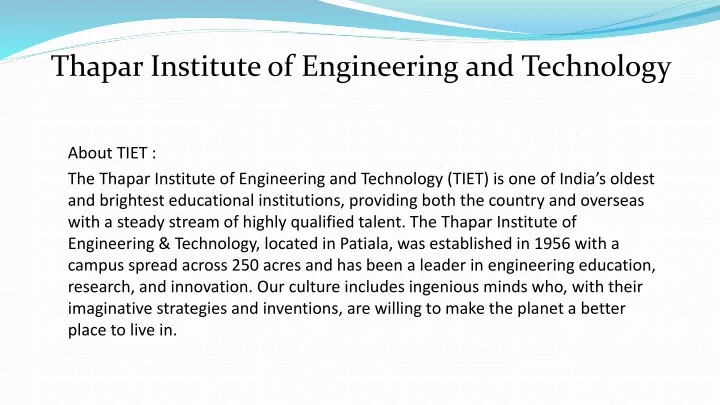 thapar institute of engineering and technology