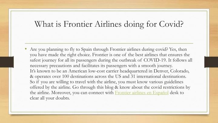 what is frontier airlines doing for covid