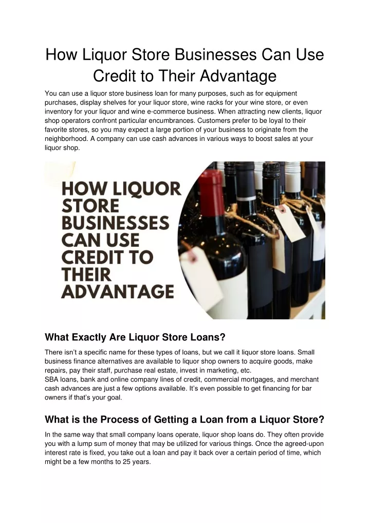 how liquor store businesses can use credit