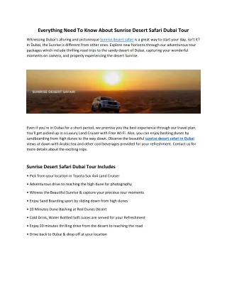 Everything Need To Know About Sunrise Desert Safari Dubai Tour