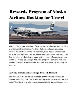 rewards program of alaska airlines booking