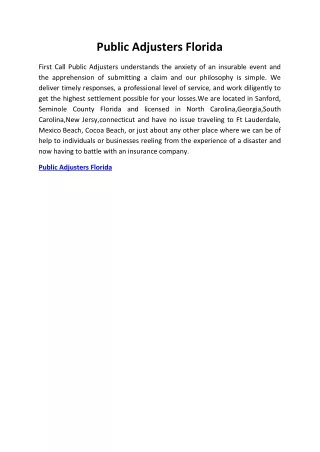 Public Adjusters Florida