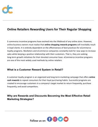 Online Retailers Rewarding Users for Their Regular Shopping