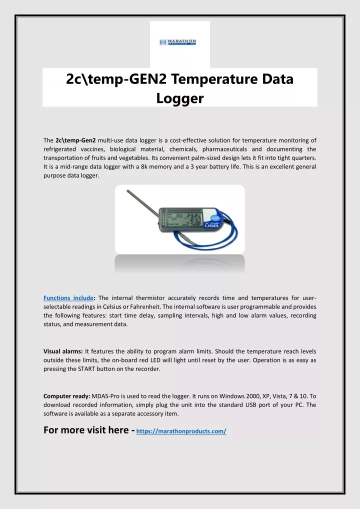 2c temp gen2 temperature data logger