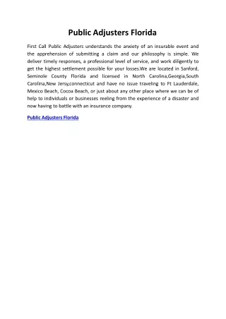 Public Adjusters Florida