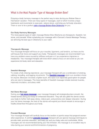 what is the most popular type of massage broken