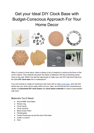 Get your Ideal DIY Clock Base with Budget-Conscious Approach For Your Home Decor
