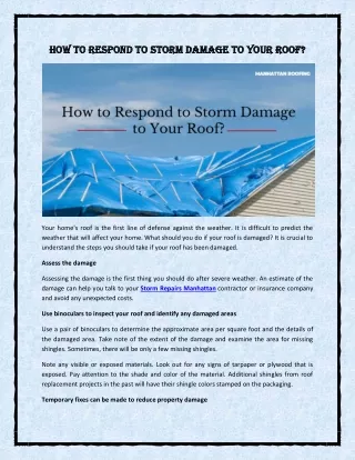 How to Respond to Storm Damage to Your Roof