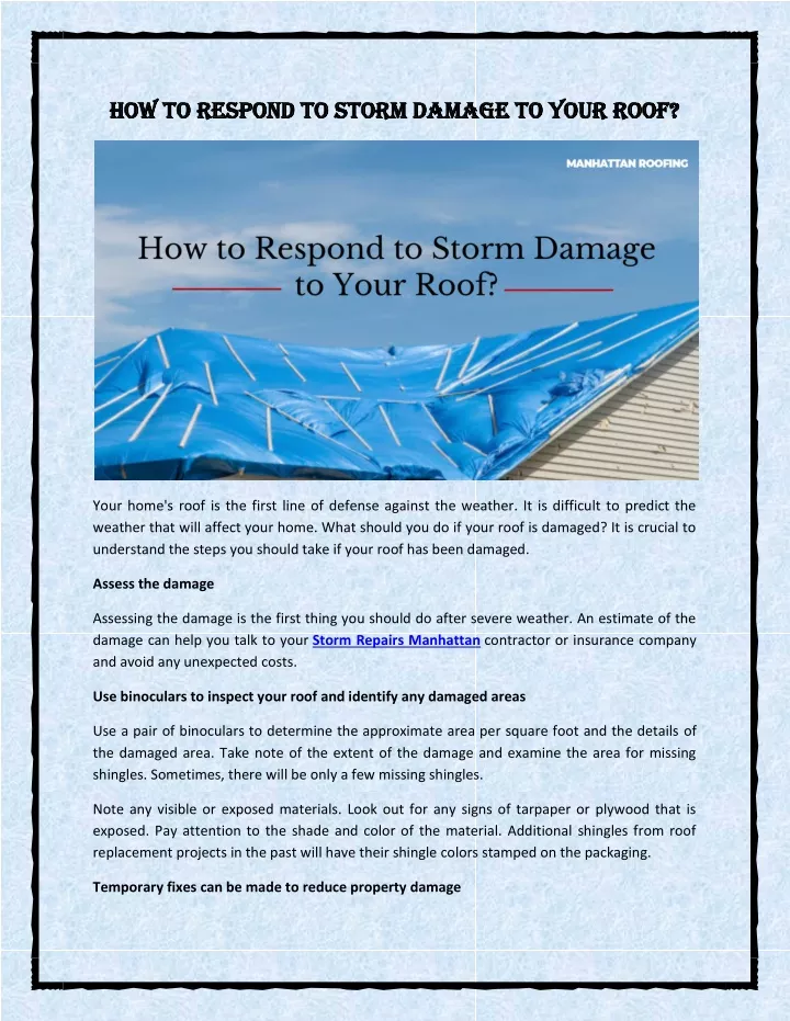 how to respond to storm damage to your roof