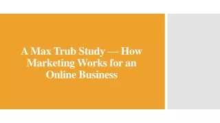 A Max Trub Study — How Marketing Works for an Online Business