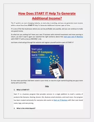 how does start it help to generate additional