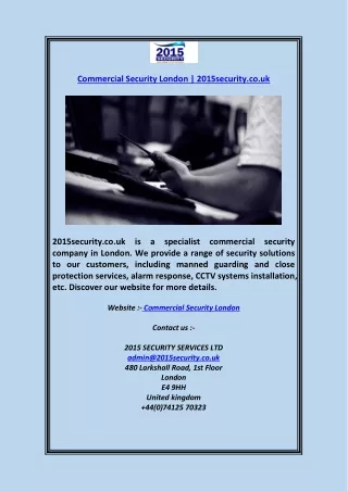 Commercial Security London  2015security.co.uk
