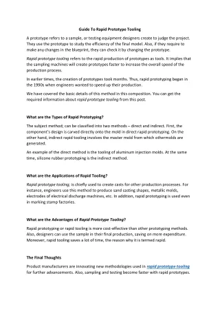 guide to rapid prototype tooling