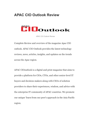 APAC CIO Outlook Review