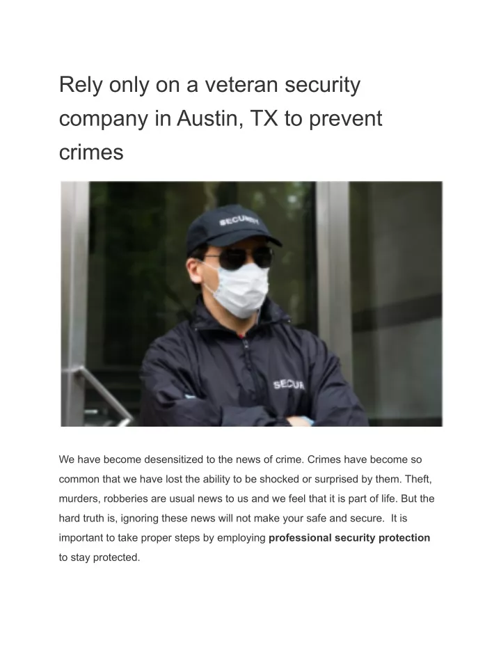 rely only on a veteran security company in austin