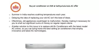 Buy air conditioner on EMI at Sathya kulu kulu AC offer