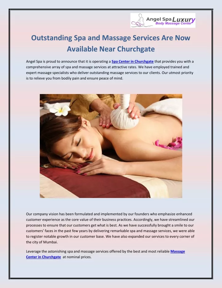 outstanding spa and massage services