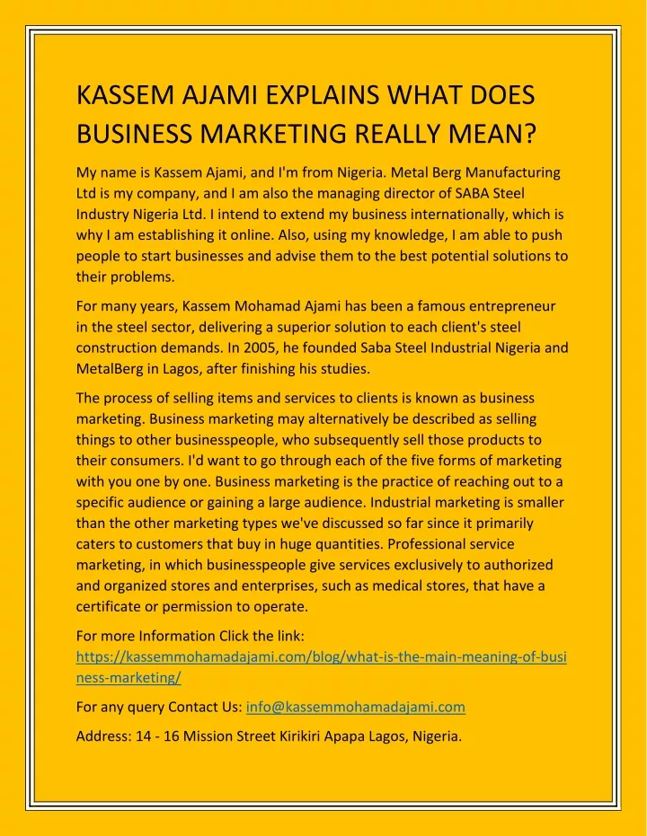 kassem ajami explains what does business