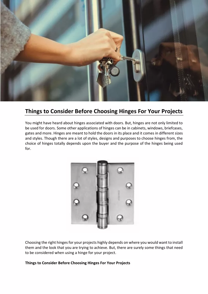 things to consider before choosing hinges