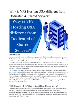 why is vps hosting usa different from dedicated