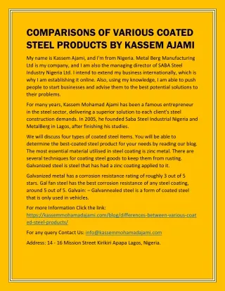 comparisons of various coated steel products