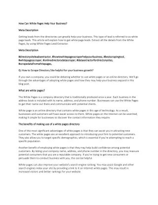 how can white pages help your business