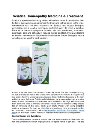 Best Homeopathic Medicine for Sciatica Nerve Pain - Doctor Bhargava