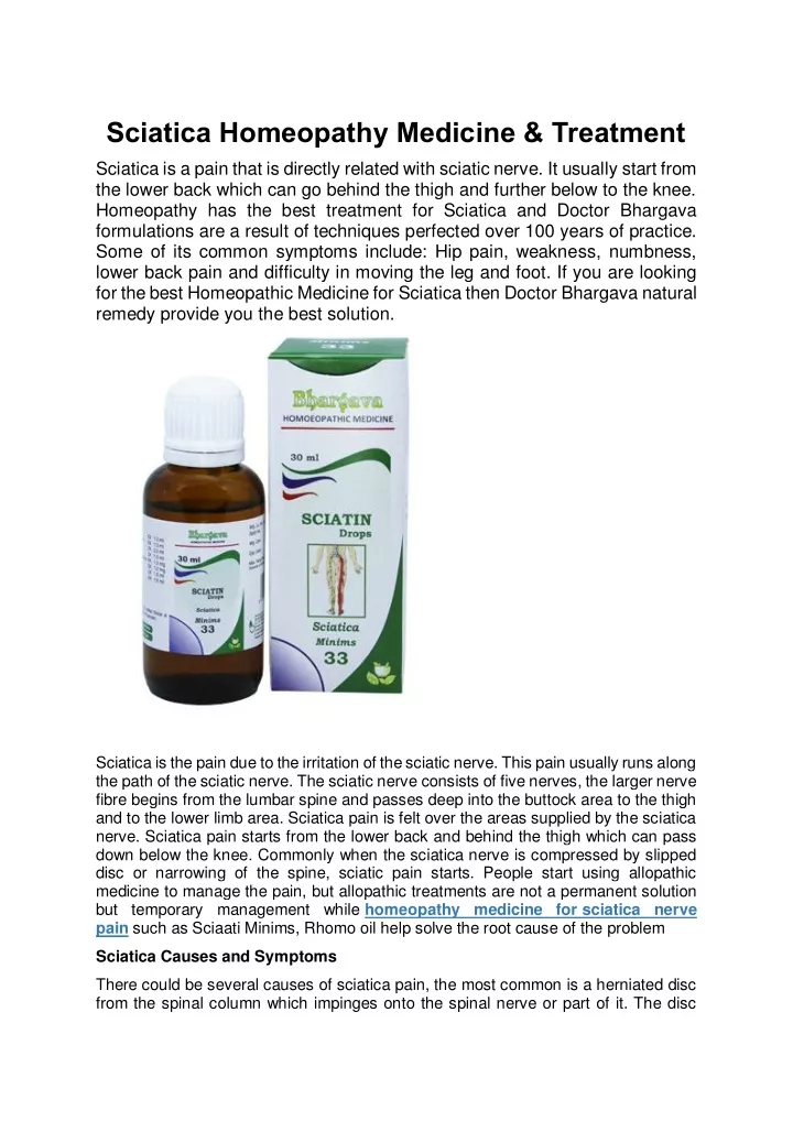 sciatica homeopathy medicine treatment sciatica