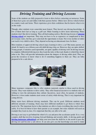 driving training and driving lessons